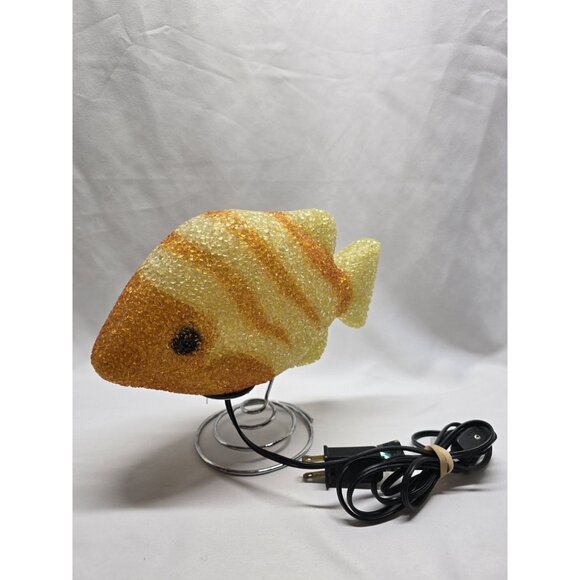 Yellow and Orange Melted popcorn Fish Lamp- Y2K Retro Room Decor - Picture 3 of 13